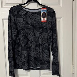 Hang Ten Black and Gray Leaf Print Long Sleeve